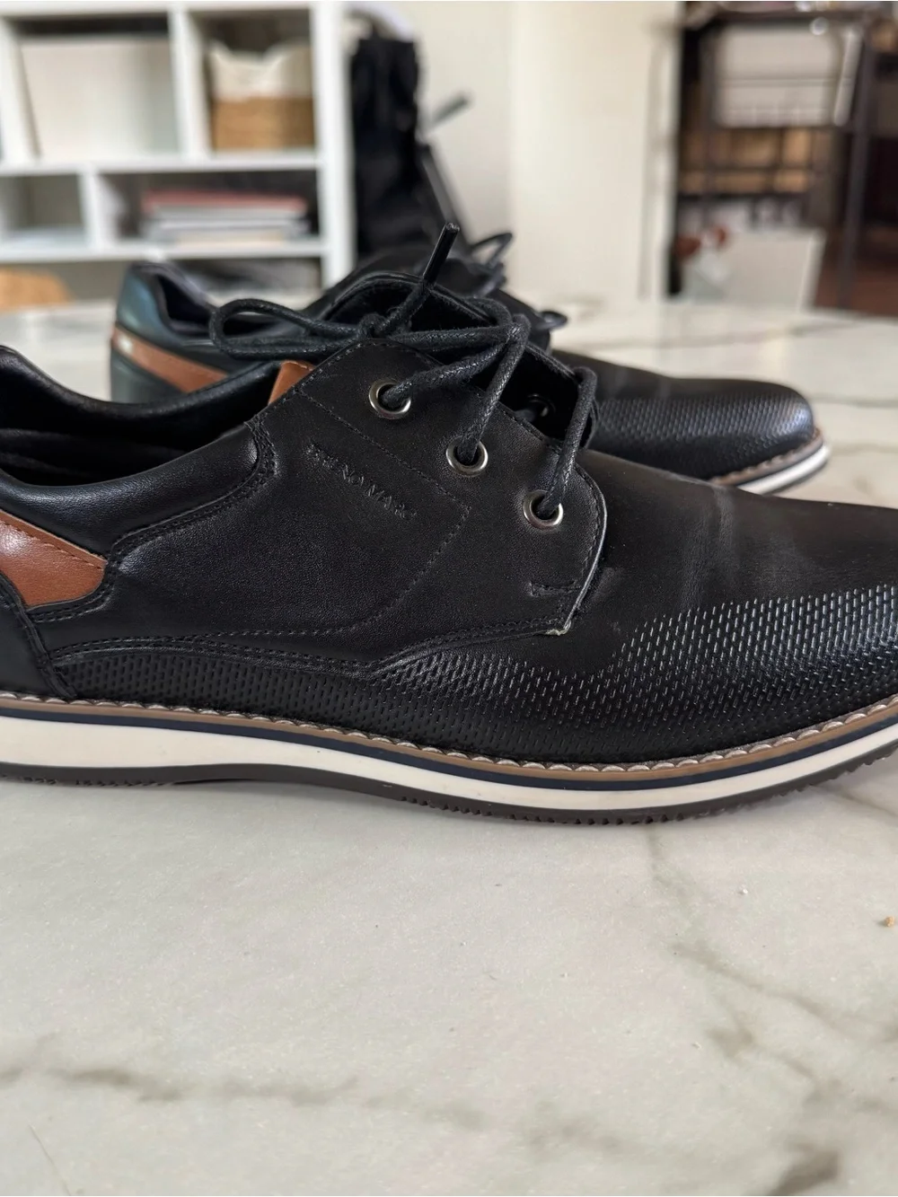 Kids Black Dress Shoes with Brown Accent – Lace-Up Comfort